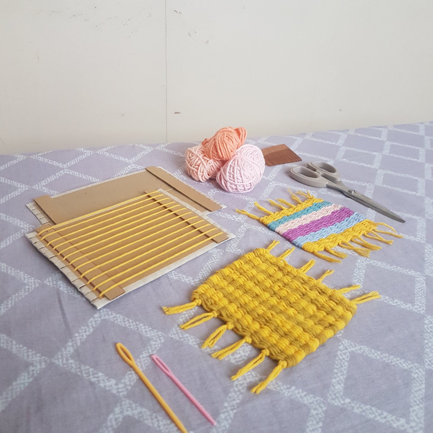 Weave-It-Yourself Cardboard Loom Woven Coaster