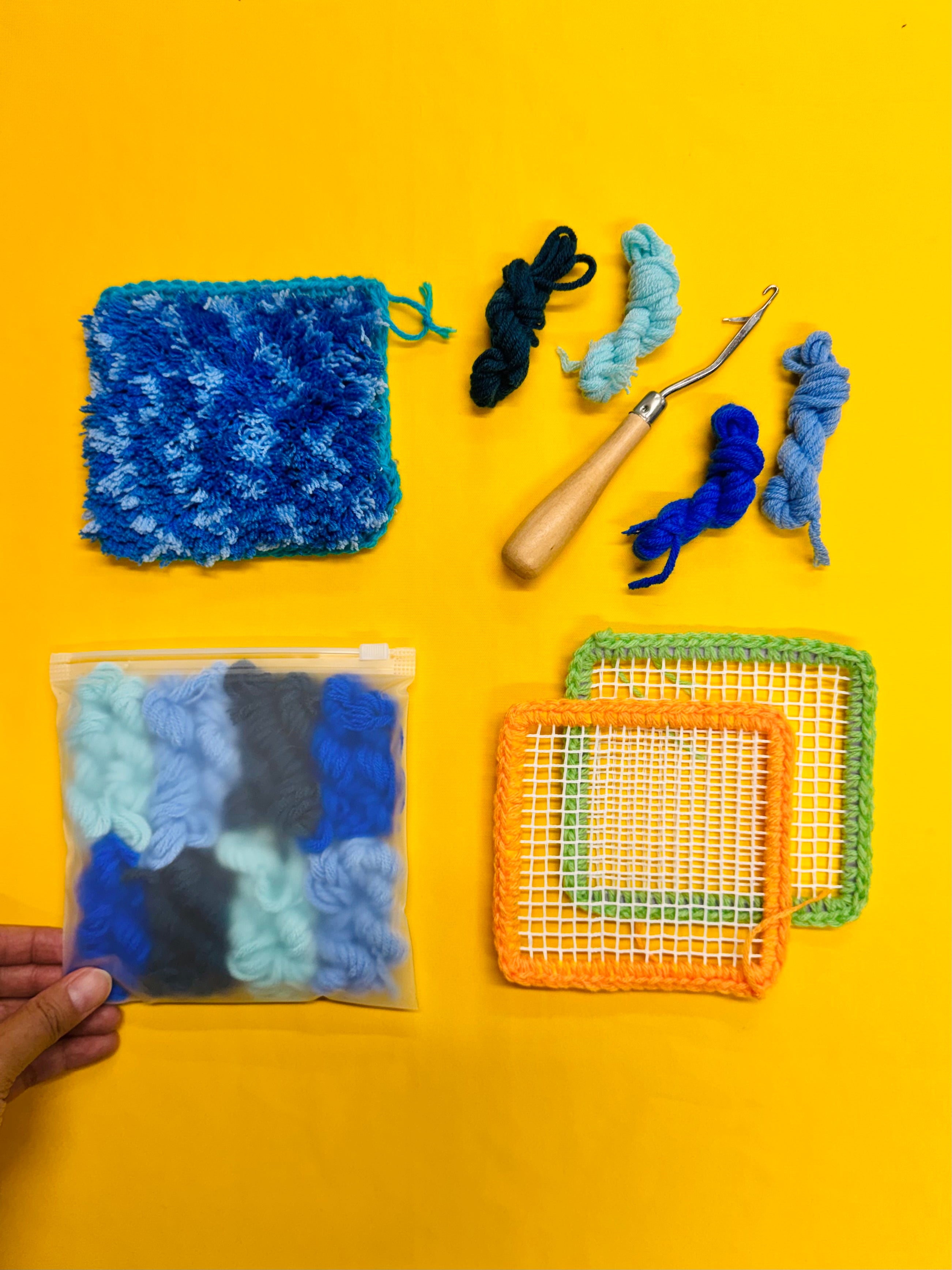 Fuzzy Square - Latch Hooking kit for beginners