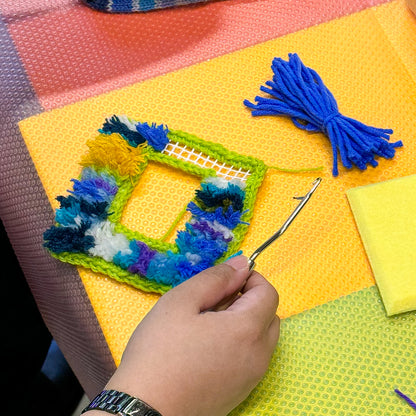 [July 27, 9am] Furry Mirror Frame with Latch Hooking
